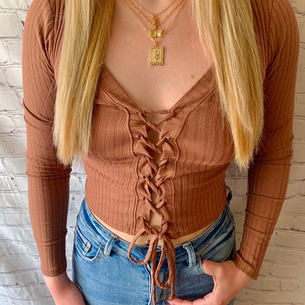 Taupe Ribbed Crop Top